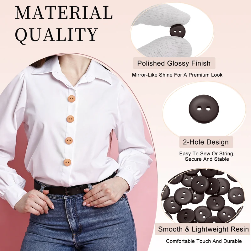 25 Pcs 12.5mm Resin Sewing Buttons, 2 Hole for Sewing Coats Shirts, Coffee