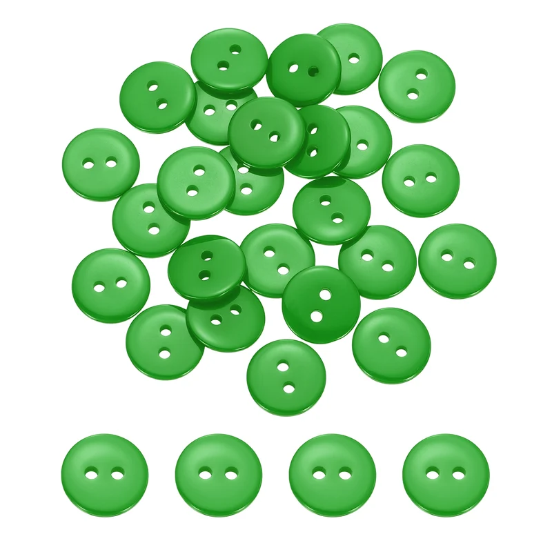 25 Pcs 12.5mm Resin Sewing Buttons, 2 Hole for Sewing Coats Shirts, Grass Green