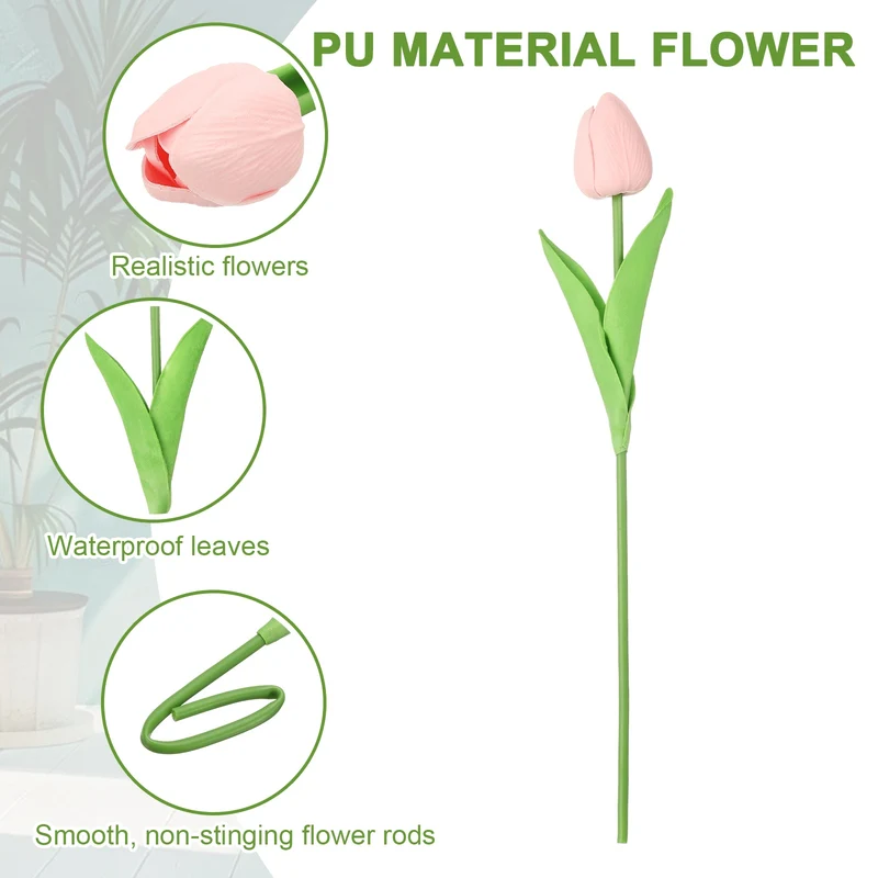 20pcs Tulips Artificial Flowers, Faux Flowers Fake Tulip Stems(Candy Pink)