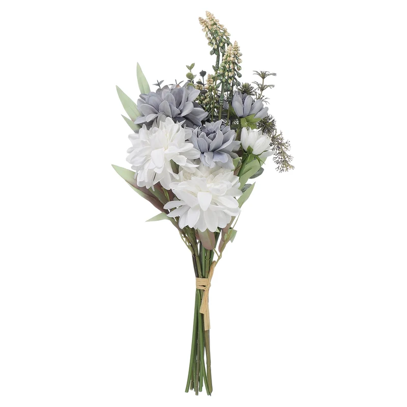 Fake Flower Bouquet, Faux Silk Wedding Bouquets Decorations(White and Blue)