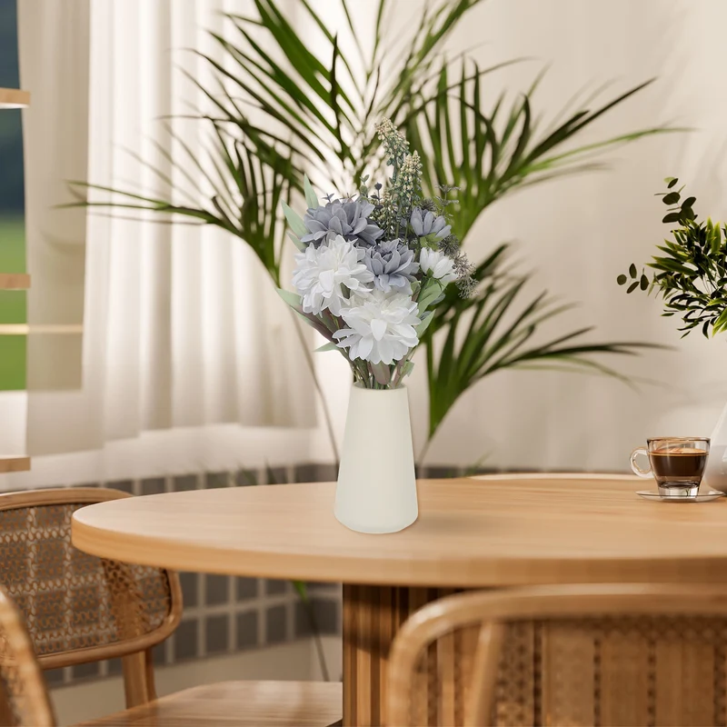 Fake Flower Bouquet, Faux Silk Wedding Bouquets Decorations(White and Blue)