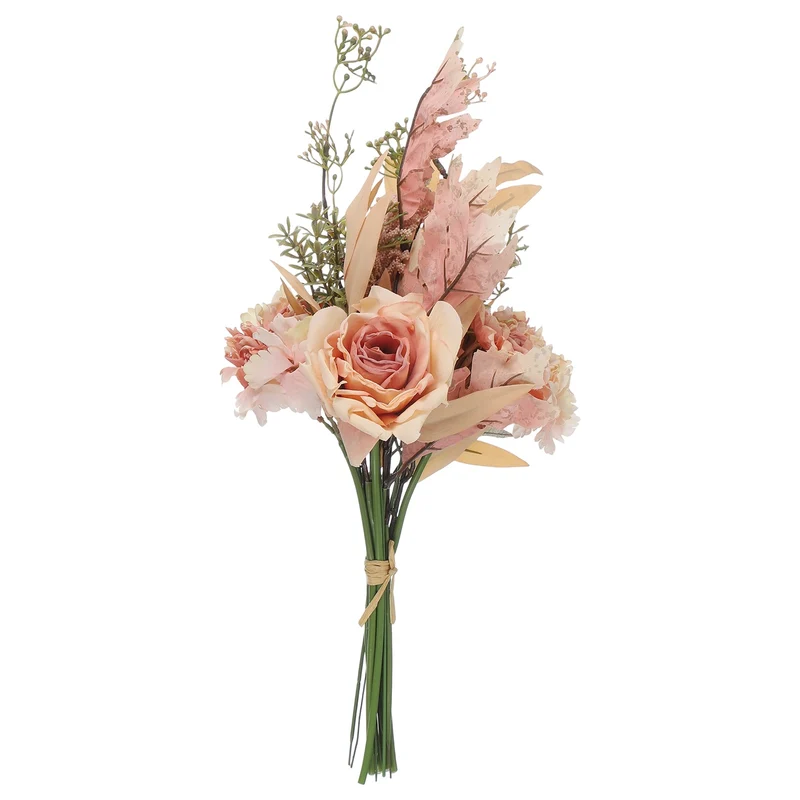 Fake Flower Bouquet, Faux Silk Wedding Bouquets Decorations(Champagne Pink)