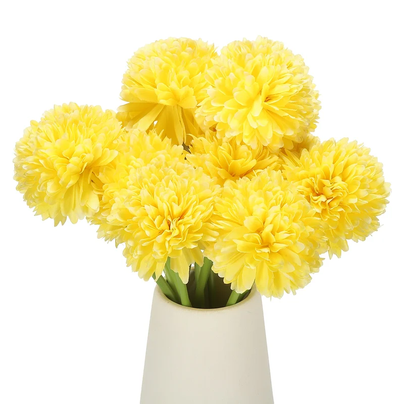 12 Pcs Artificial Chrysanthemums Fake Flowers for Home Decor, Yellow
