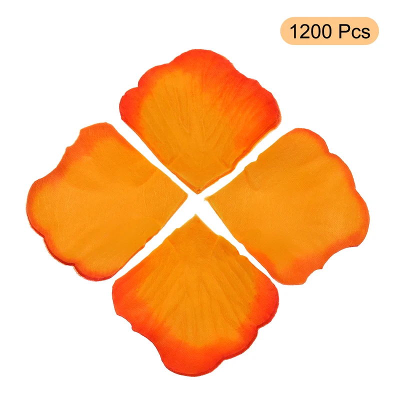 Silk Artificial Flower Rose Petals, Yellow, Orange Faux Flowers 2x2 Inch 1200Pcs
