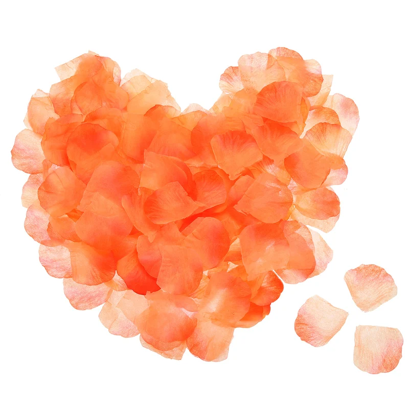 1200 x Silk Artificial Flower Rose Petals, Orange, Red Faux Flowers 2x2 Inch