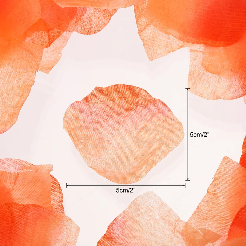 1200 x Silk Artificial Flower Rose Petals, Orange, Red Faux Flowers 2x2 Inch