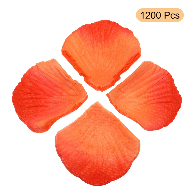 1200 x Silk Artificial Flower Rose Petals, Orange, Red Faux Flowers 2x2 Inch