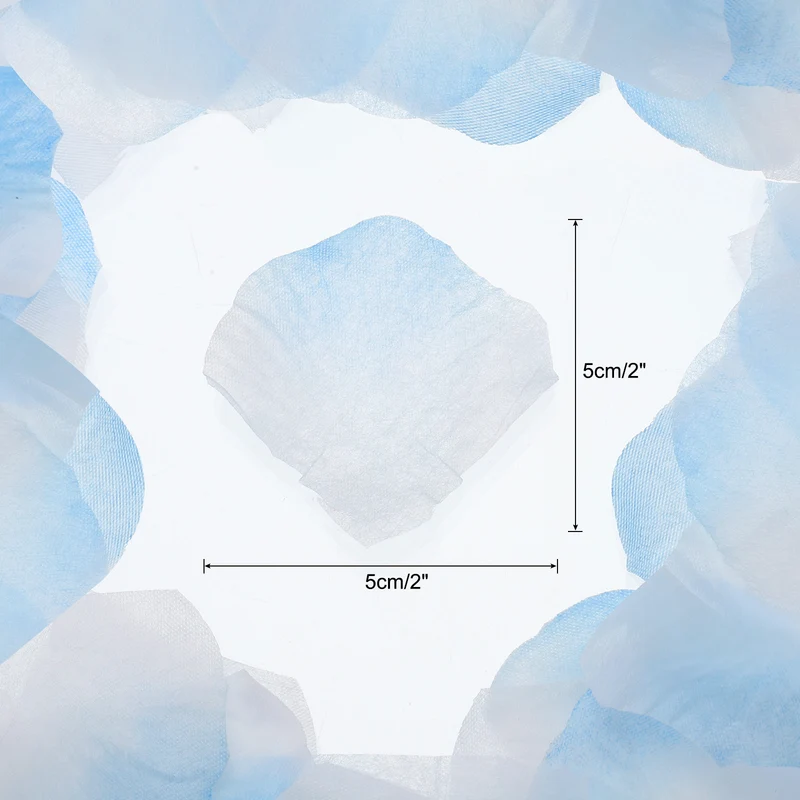 Silk Artificial Flower Rose Petals, Light Blue, White Faux Flowers 2x2" 1200Pcs