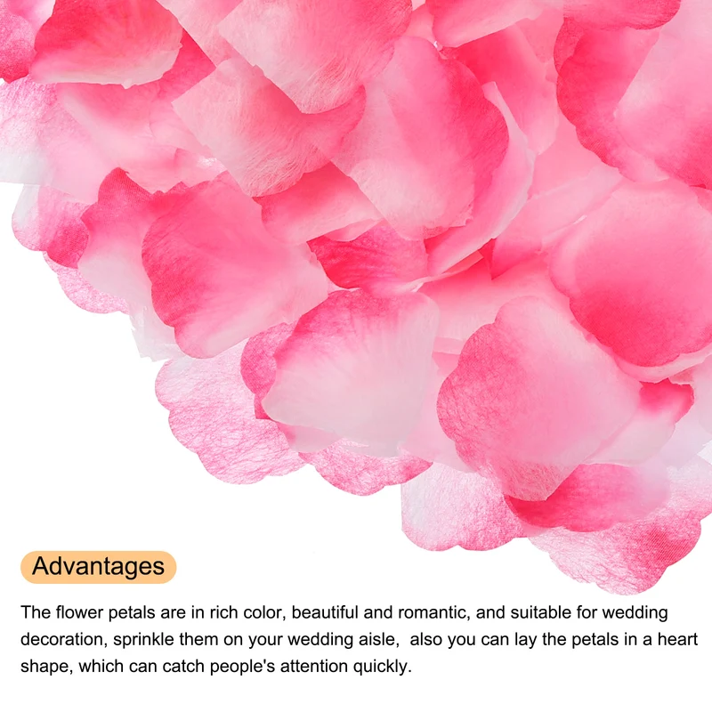 Silk Artificial Flower Rose Petals, Purple, Red, White Faux Flowers 2x2" 1200Pcs