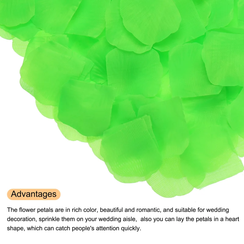 Silk Artificial Flower Rose Petals, Light Green Faux Flowers 2x2 Inch 1200Pcs