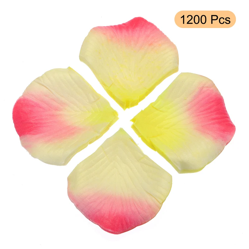 Silk Artificial Flower Rose Petals Pink, White, Yellow Faux Flowers 2x2" 1200Pcs