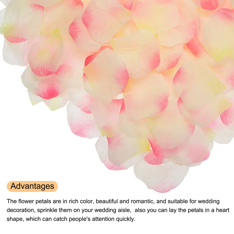 Silk Artificial Flower Rose Petals Pink, White, Yellow Faux Flowers 2x2" 1200Pcs