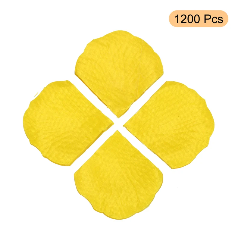 Silk Artificial Flower Rose Petals, Yellow Faux Flowers 2x2 Inch 1200Pcs