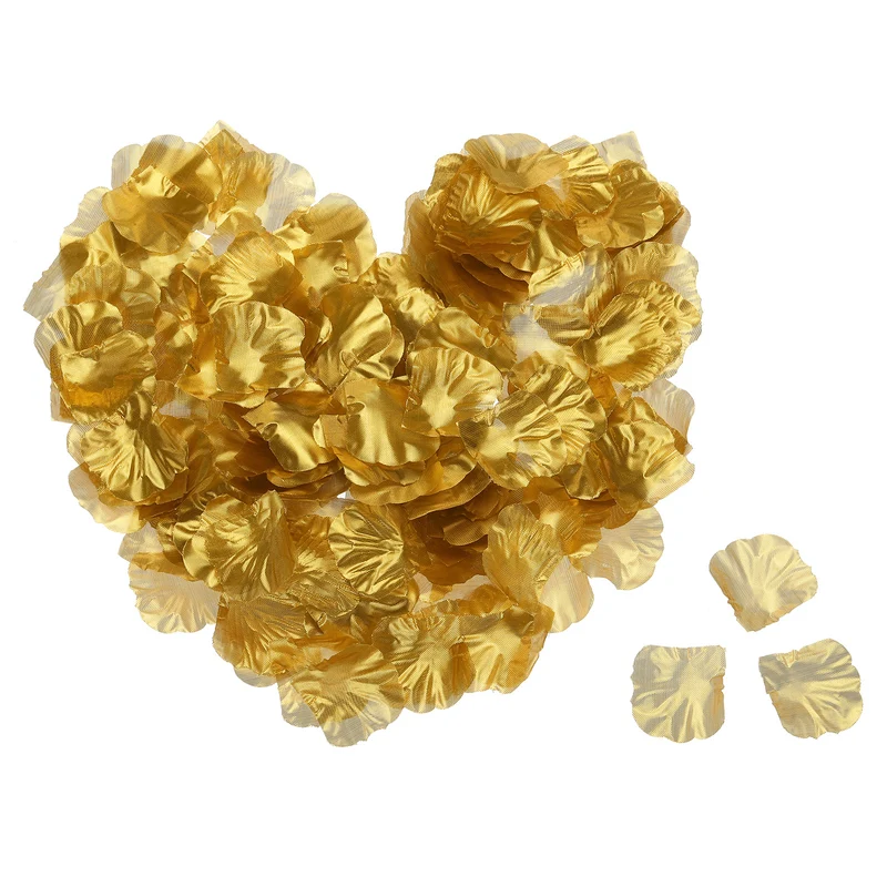 Silk Artificial Flower Rose Petals, Gold Tone Faux Flowers 2x2 Inch 1200Pcs