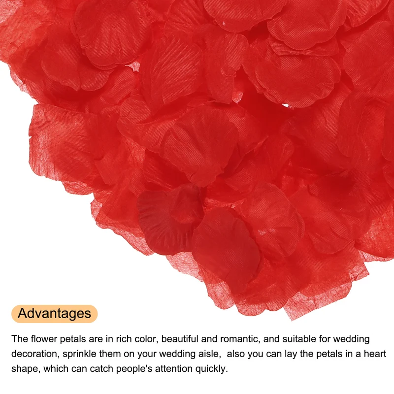 Silk Artificial Flower Rose Petals, Light Red Faux Flowers 2x2 Inch 1200Pcs