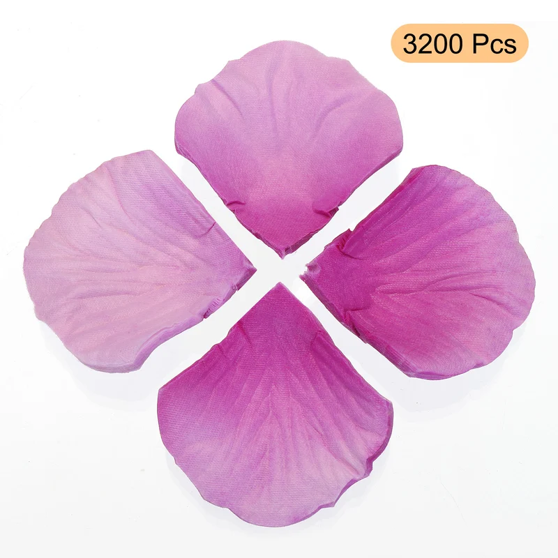 Silk Artificial Flower Rose Petals, Purple Faux Flowers 2x2 Inch 3200Pcs