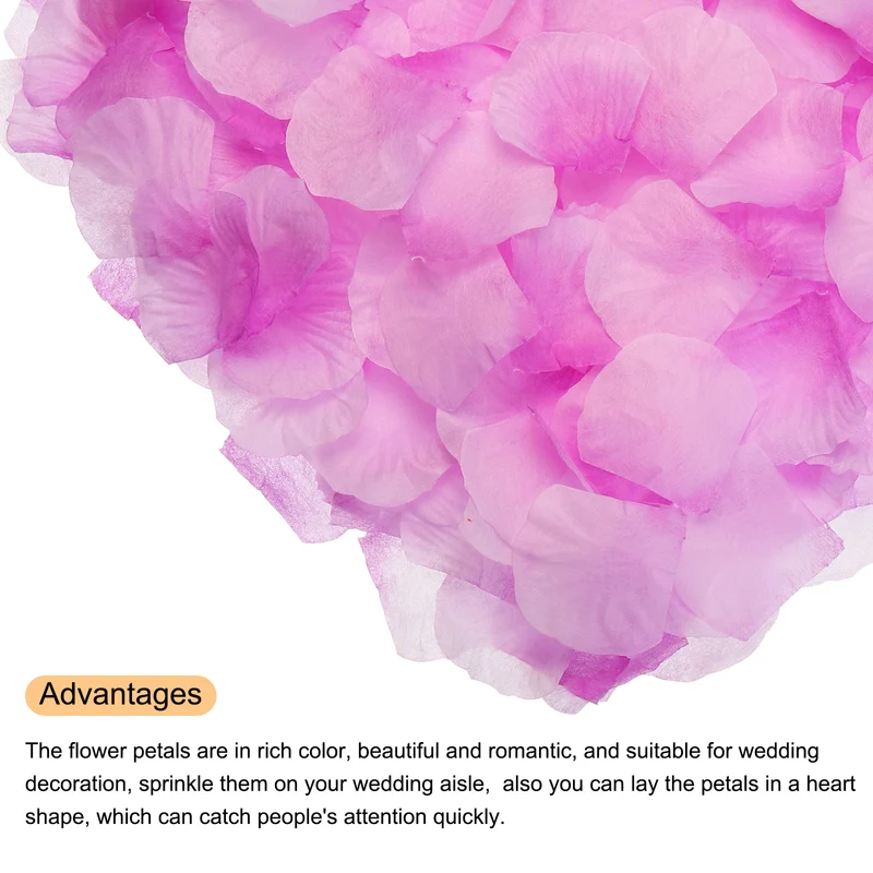 Silk Artificial Flower Rose Petals, Purple Faux Flowers 2x2 Inch 3200Pcs