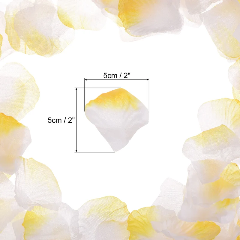 Silk Artificial Flower Petals, Orange, White Faux Flowers 2x2 Inch Pack of 2000