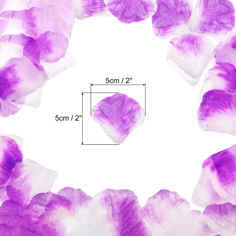 Silk Artificial Flower Petals, Purple，White Faux Flowers 2x2 Inch Pack of 2000