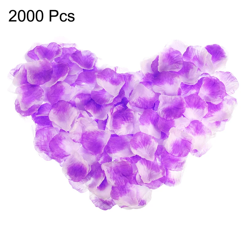 Silk Artificial Flower Petals, Purple，White Faux Flowers 2x2 Inch Pack of 2000