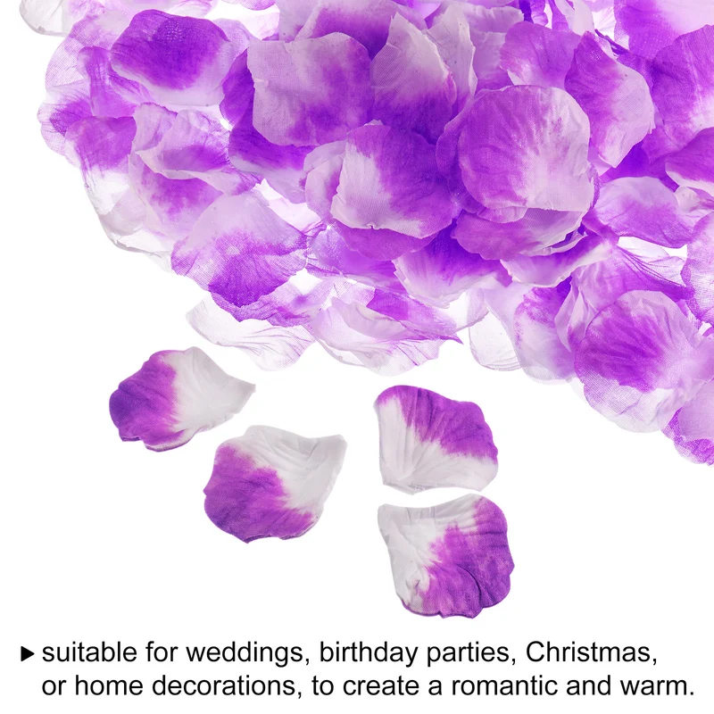Silk Artificial Flower Petals, Purple，White Faux Flowers 2x2 Inch Pack of 2000
