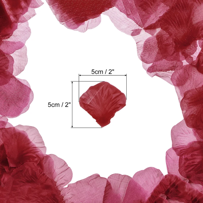 Silk Artificial Flower Petals, Dark Red Faux Flowers 2x2 Inch Pack of 2000