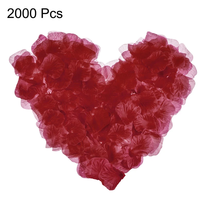 Silk Artificial Flower Petals, Dark Red Faux Flowers 2x2 Inch Pack of 2000