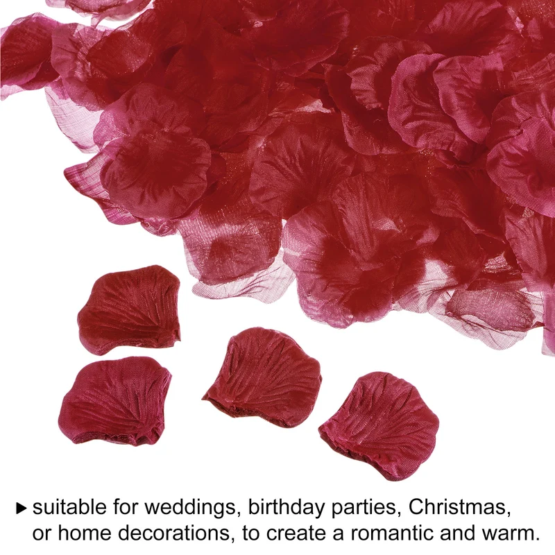 Silk Artificial Flower Petals, Dark Red Faux Flowers 2x2 Inch Pack of 2000