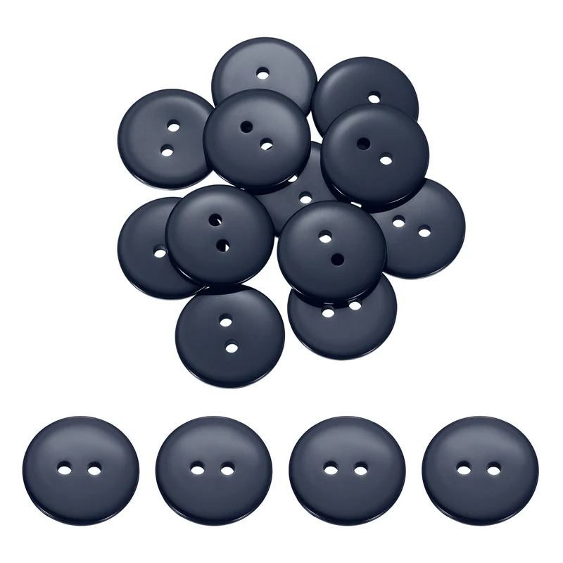 16 Pcs 20mm Resin Sewing Buttons, 2 Hole for Sewing Coats Shirts, Navy Blue