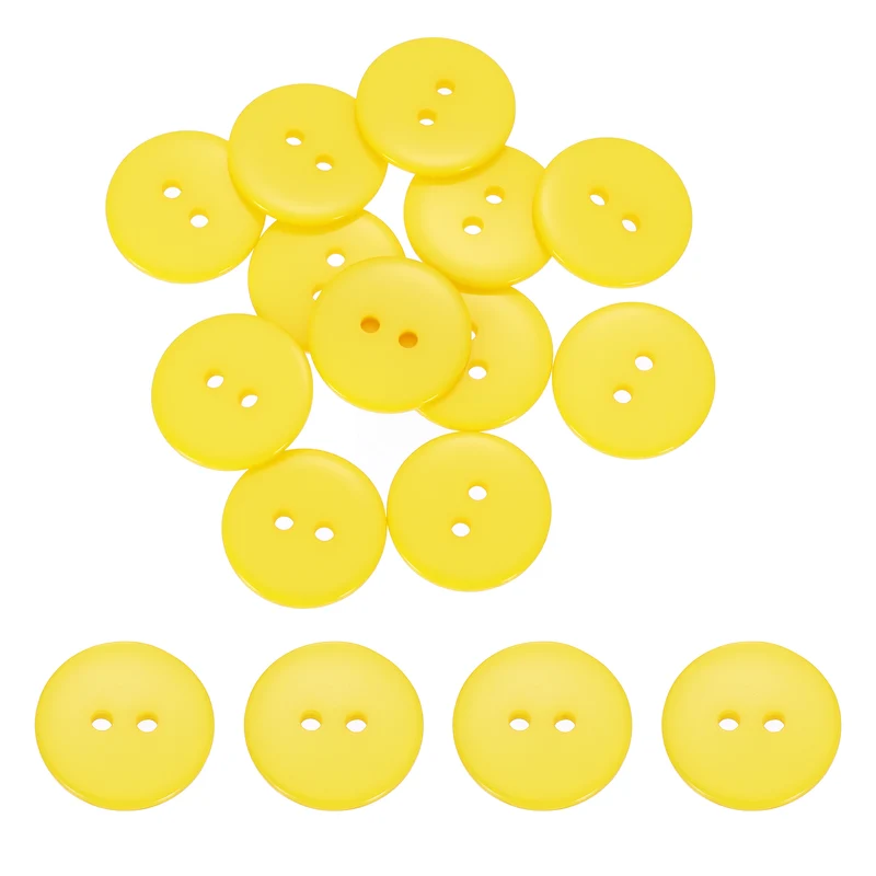16 Pcs 20mm Resin Sewing Buttons, 2 Hole for Sewing Coats Shirts, Yellow
