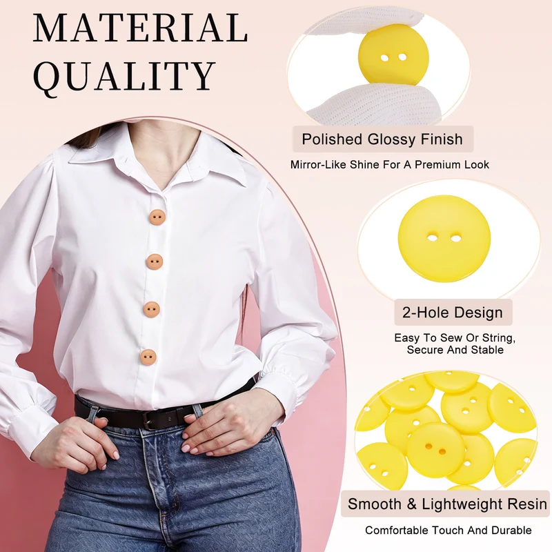 16 Pcs 20mm Resin Sewing Buttons, 2 Hole for Sewing Coats Shirts, Yellow