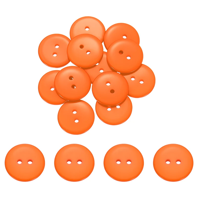 16 Pcs 20mm Resin Sewing Buttons, 2 Hole for Sewing Coats Shirts, Orange