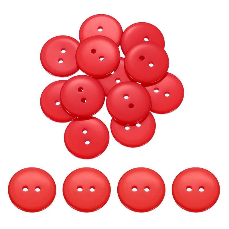 16 Pcs 20mm Resin Sewing Buttons, 2 Hole for Sewing Coats Shirts, Orange Red