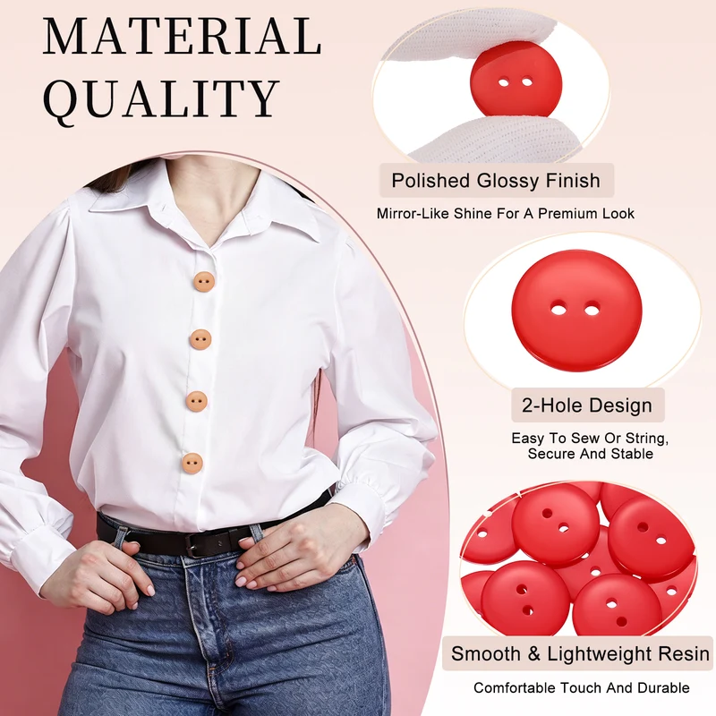 16 Pcs 20mm Resin Sewing Buttons, 2 Hole for Sewing Coats Shirts, Orange Red