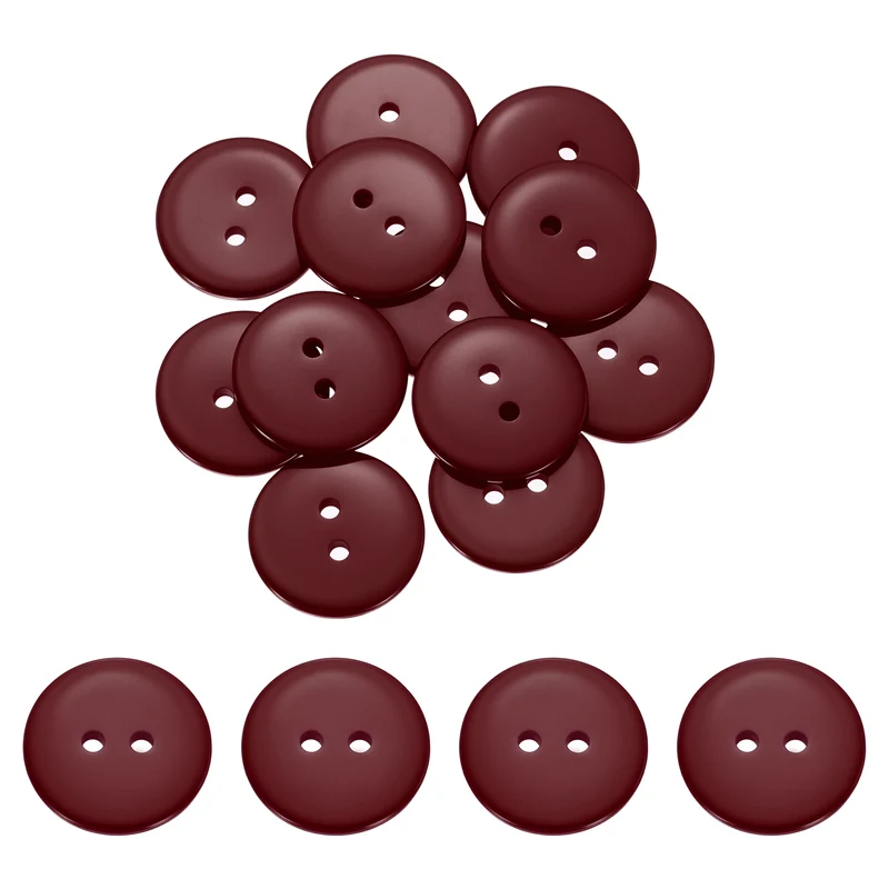 16 Pcs 20mm Resin Sewing Buttons, 2 Hole for Sewing Coats Shirts, Dark Red