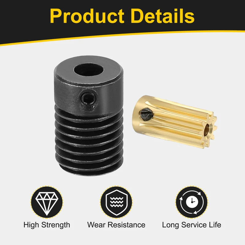 Worm Gear Set 0.5 Module 10:1 Reduction Rate(Gear-2mm Bore, Rod 5mm Bore)