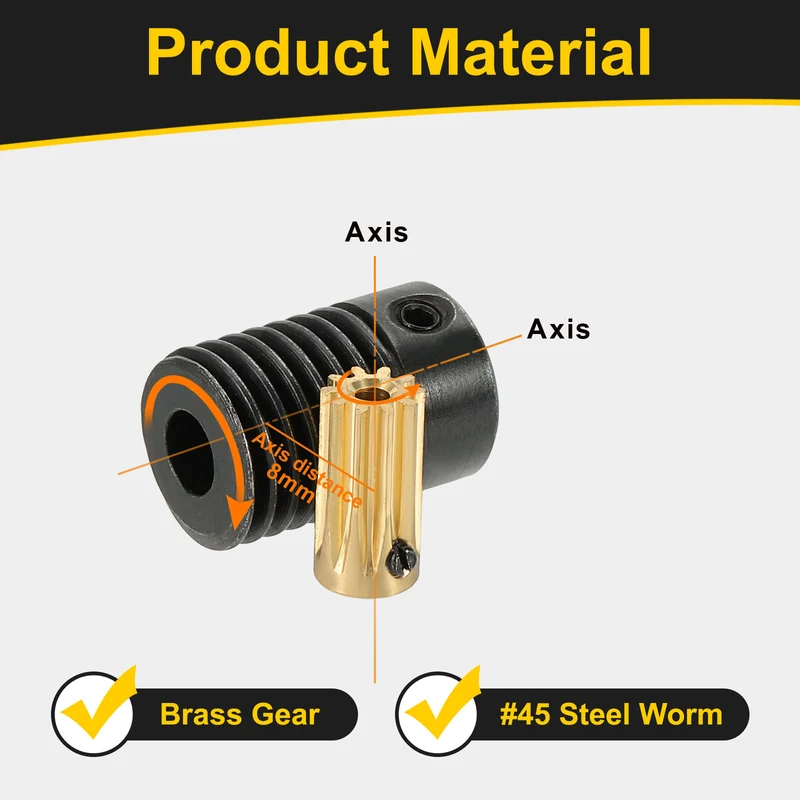 Worm Gear Set 0.5 Module 10:1 Reduction Rate(Gear-2mm Bore, Rod 5mm Bore)