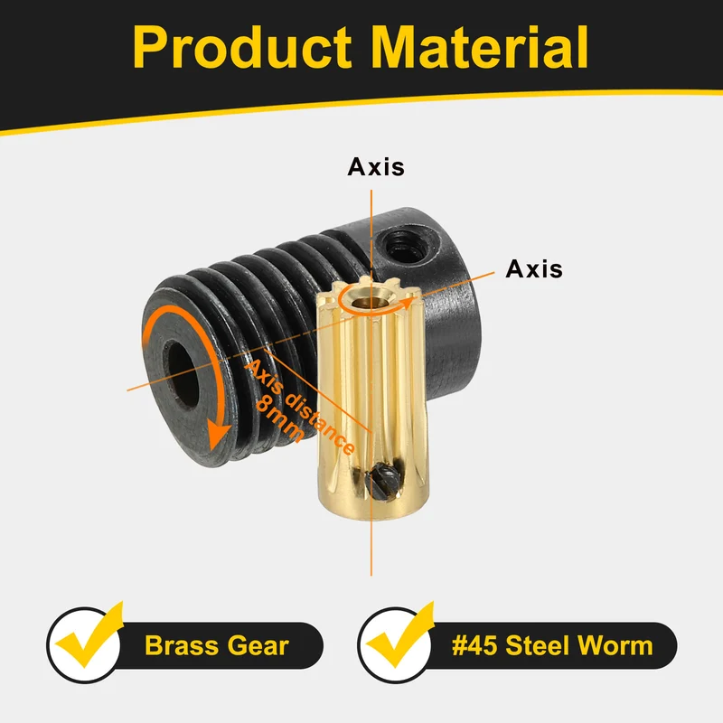 Worm Gear Set 0.5 Module 10:1 Reduction Rate(Gear-2mm Bore, Rod 4mm Bore)