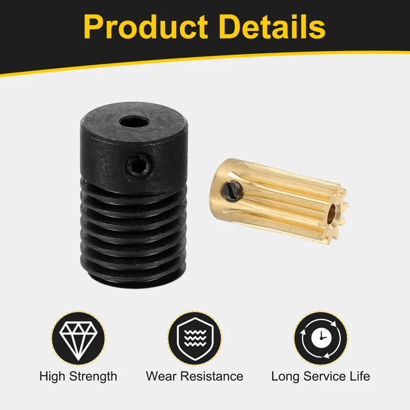 Worm Gear Set 0.5 Module 10:1 Reduction Rate(Gear-2mm Bore, Rod 3mm Bore)