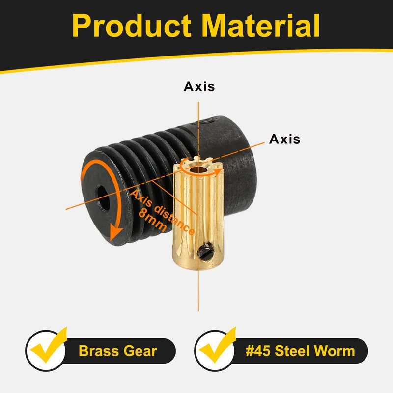 Worm Gear Set 0.5 Module 10:1 Reduction Rate(Gear-2mm Bore, Rod 3mm Bore)