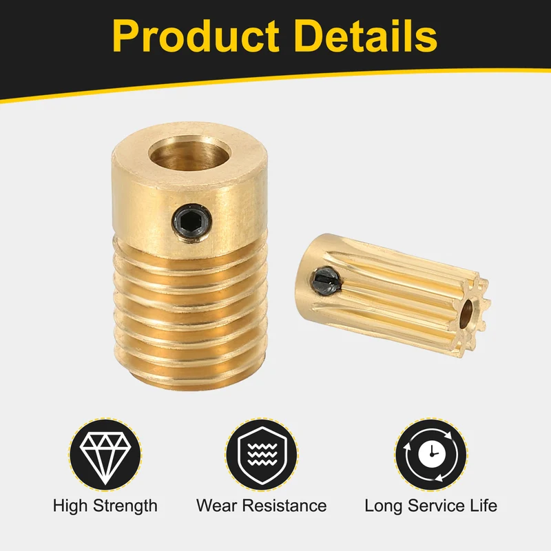 Worm Gear Set 0.5 Module 10:1 Reduction Rate(Gear-2mm Bore Rod 6mm Bore)