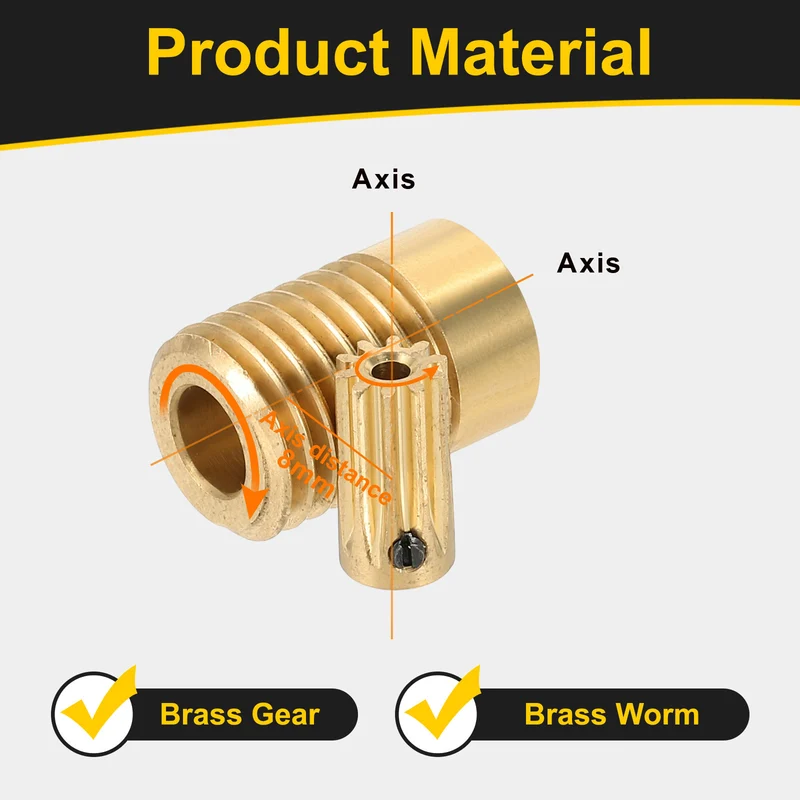 Worm Gear Set 0.5 Module 10:1 Reduction Rate(Gear-2mm Bore Rod 6mm Bore)