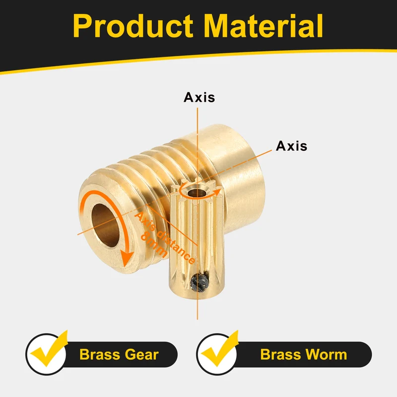 Worm Gear Set 0.5 Module 10:1 Reduction Rate(Gear-2mm Bore, Rod 5mm Bore)