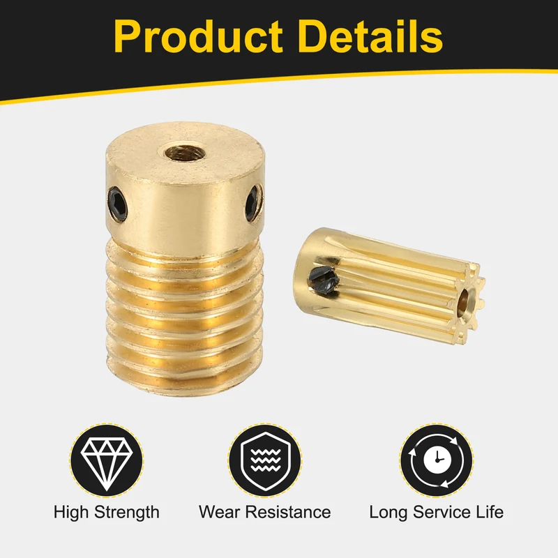 Worm Gear Set 0.5 Module 10:1 Reduction Rate(Gear-2mm Bore Rod 3mm Bore)