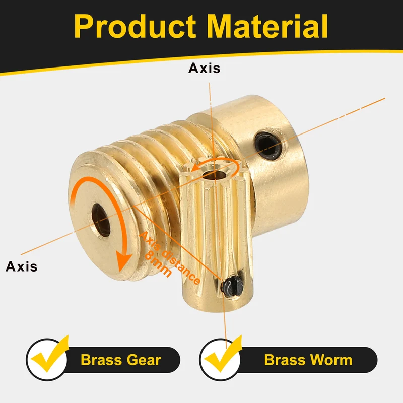 Worm Gear Set 0.5 Module 10:1 Reduction Rate(Gear-2mm Bore Rod 3mm Bore)