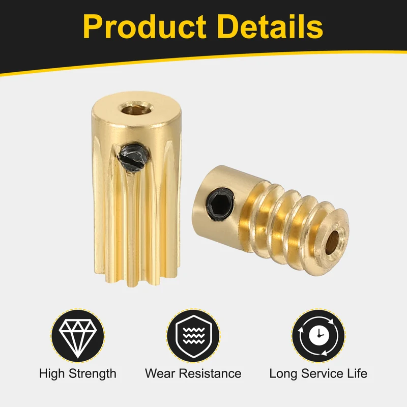 Worm Gear Set 0.5 Module 10:1 Reduction Rate Gear-2mm Bore Rod 2mm Bore