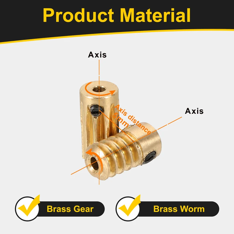 Worm Gear Set 0.5 Module 10:1 Reduction Rate Gear-2mm Bore Rod 2mm Bore