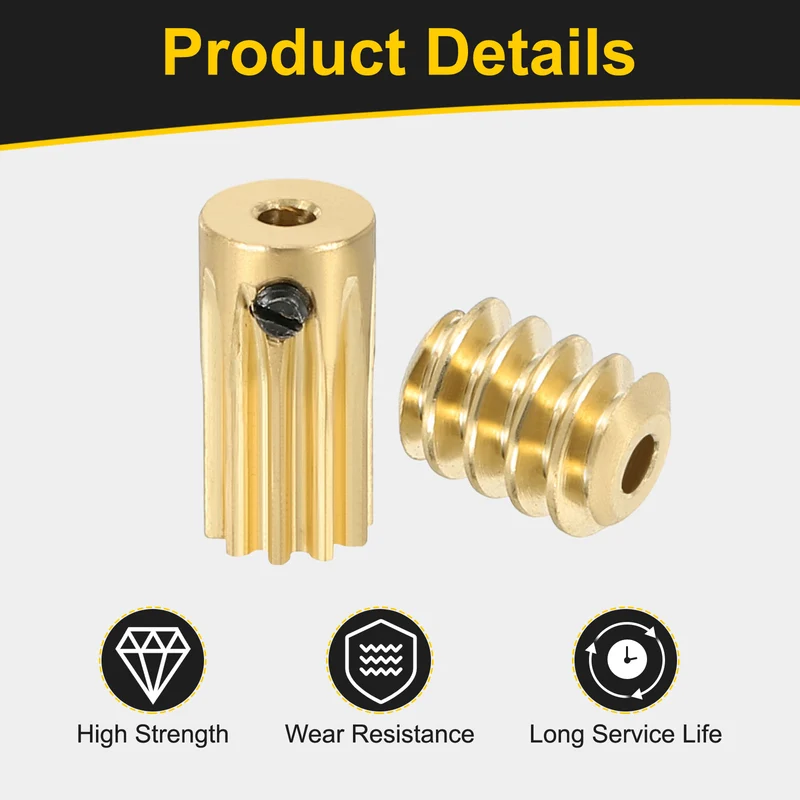 Worm Gear Set 0.5 Module 10:1 Reduction Rate(Gear-2mm Bore, Rod 1.98mm Bore)