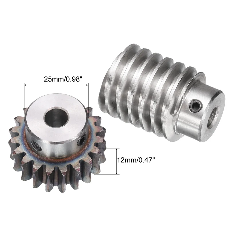 Worm Gear Set 1.5 Module 20:1 Reduction Rate Gear-8mm ID 33mm OD, Rod 8mm Bore