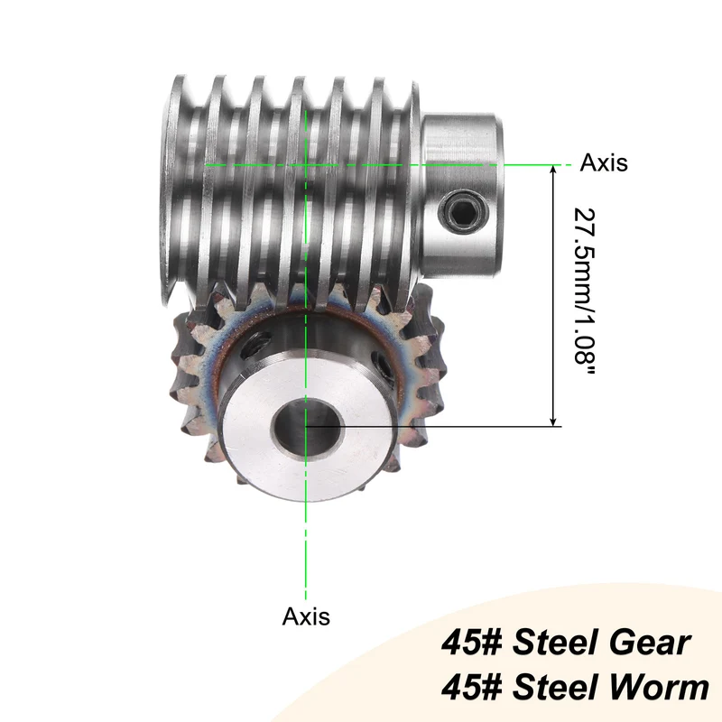 Worm Gear Set 1.5 Module 20:1 Reduction Rate Gear-8mm ID 33mm OD, Rod 8mm Bore